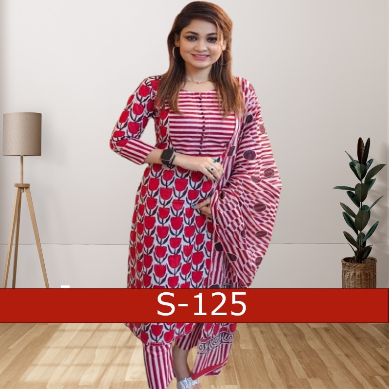 স্ক্রিন প্রিন্ট থ্রি পিস (সেলাই ছাড়া)